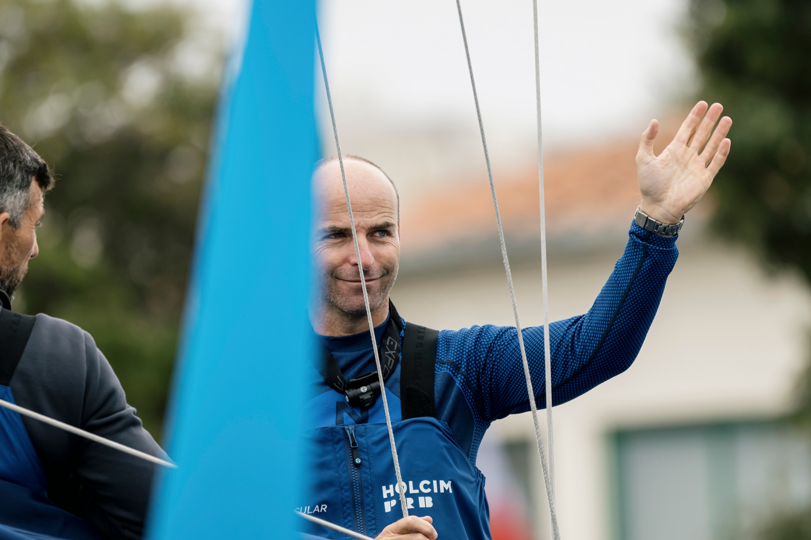 LES SABLES D'OLONNE, FRANCE - OCTOBER 17, 2024: Holcim - PRB skipper Nicolas Lunven (FRA) and his crew are arriving at pontoon before start of the Vendee Globe, on October 17, 2024 in Les Sables d'Olonne, France - (Photo by Olivier Blanchet / Alea)